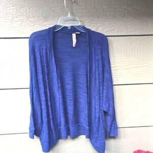 Eyeshadow Navy Blue Shadow Stripe Open Front Cocoon Cardigan Lightweight 2X